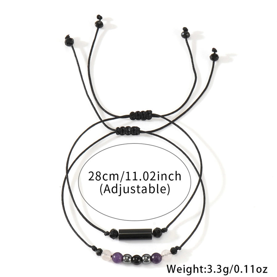 Casual Geometric Semi-precious stone rope Iron Gall Stone Woven Chain String Bracelets