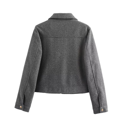 Women's Preppy Style Solid Color Coat Woolen Coat