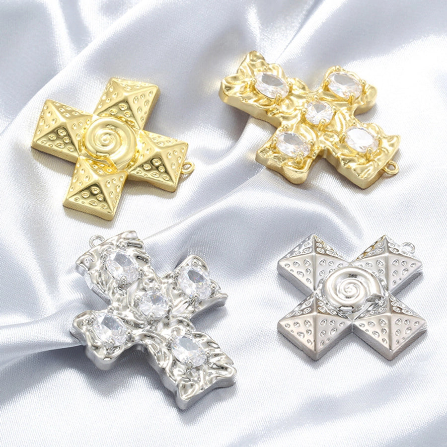 1 Piece Brass Zircon Cross Pendant