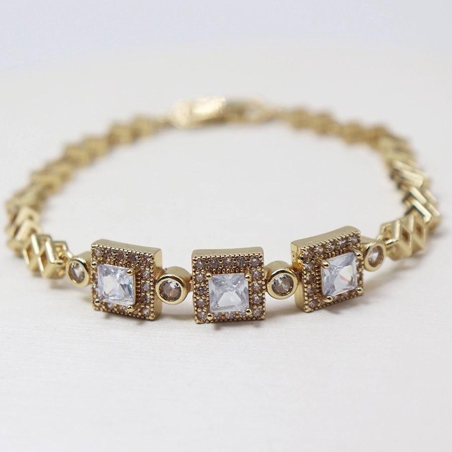 Copper  Heart Shape Flower Zircon Bracelets