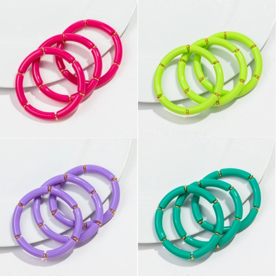 Simple Style Solid Color Arylic Copper Beaded Bracelets