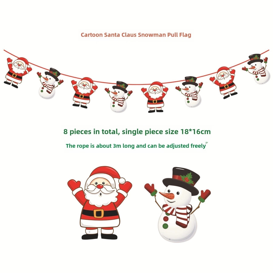 Christmas Paper Flag Christmas Window Hotel Scene Decoration Flag  Santa Claus Flag
