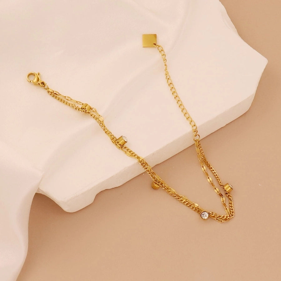 Simple Style Square Heart Shape Butterfly 304 Stainless Steel 316 Stainless Steel  cable chain box chain snake chain Bracelets In Bulk Stainless Steel Bracelets