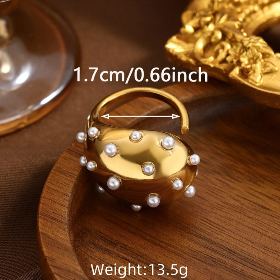 Jewelry Elegant Classical Vintage Style Geometric Water Droplets 316L Stainless Steel  Titanium Steel Wide Band Rings Open Rings