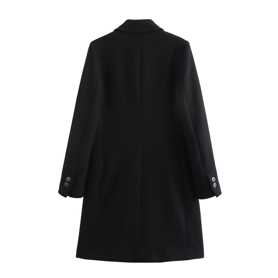 Women's Casual Elegant Solid Color Double Breasted Woolen Coat