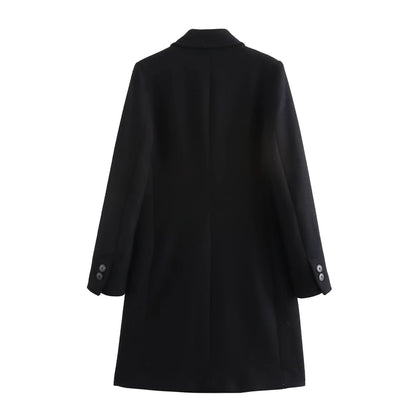 Women's Casual Elegant Solid Color Double Breasted Woolen Coat