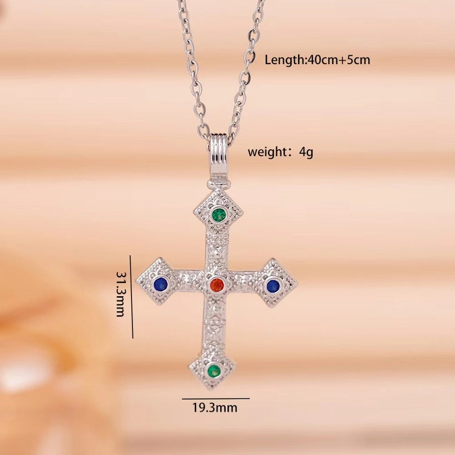 Jewelry Cute Lady Shiny Cross Alloy Copper Pendant Necklace