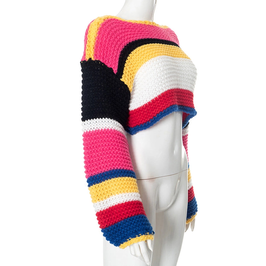 Women's Sweater Long Sleeve Sweaters & Cardigans Streetwear Color Block