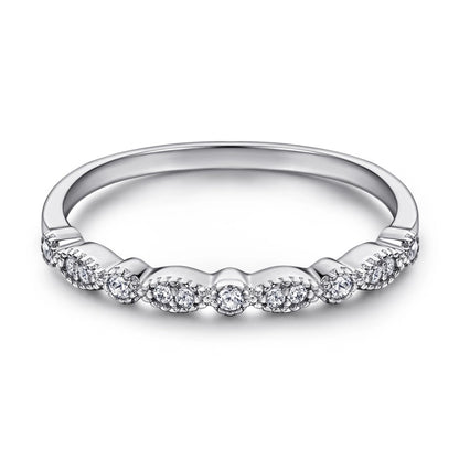 Tong Lin new simple ring fashion s925 sterling silver ring micro inlaid zircon row drill  engagement gift rings