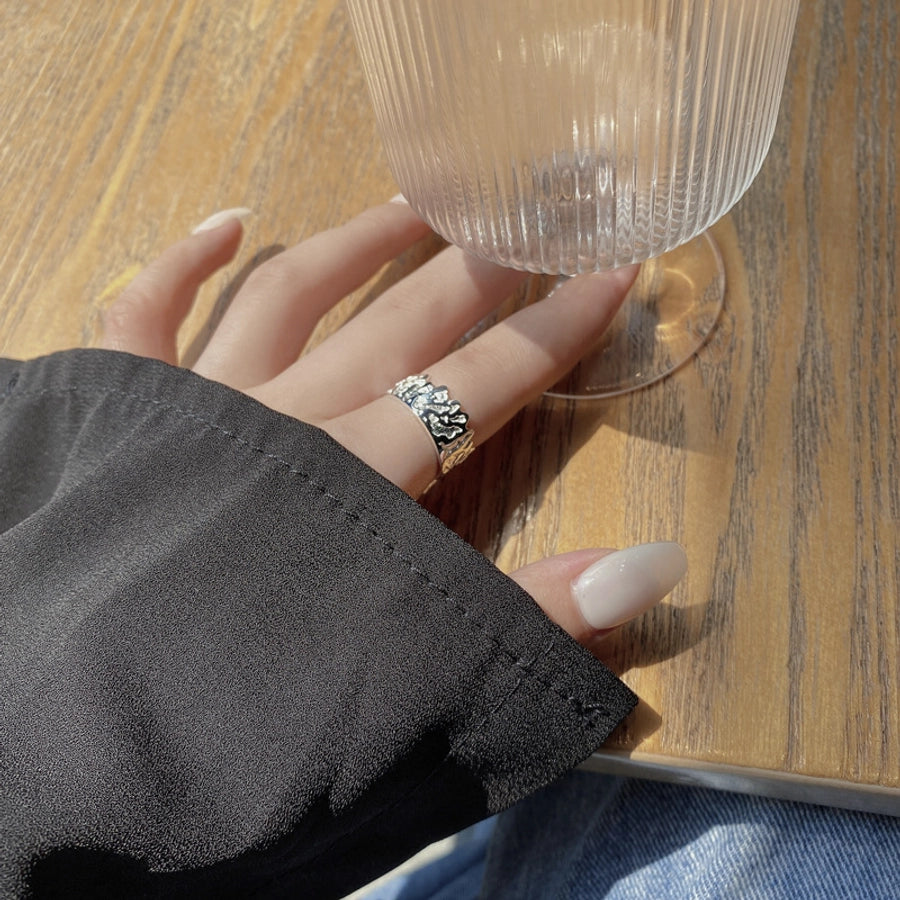 925 Sterling Silver Geometric Adjustable Ring