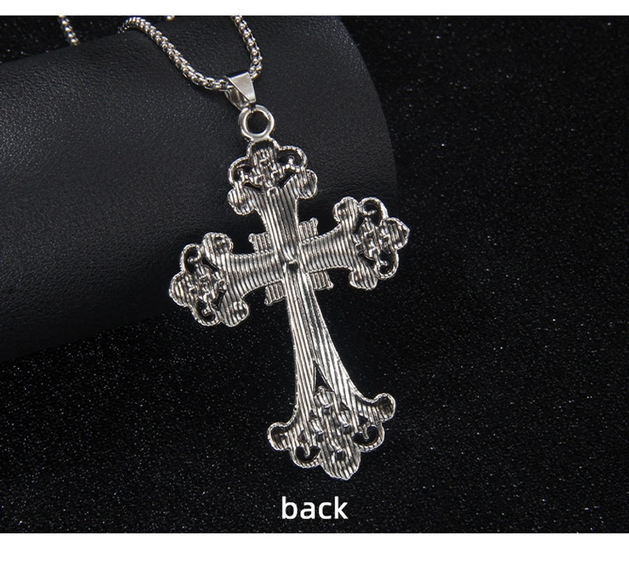 Hip-Hop Vintage Style Cross 201 Stainless Steel Alloy Plating Unisex Pendant Necklace