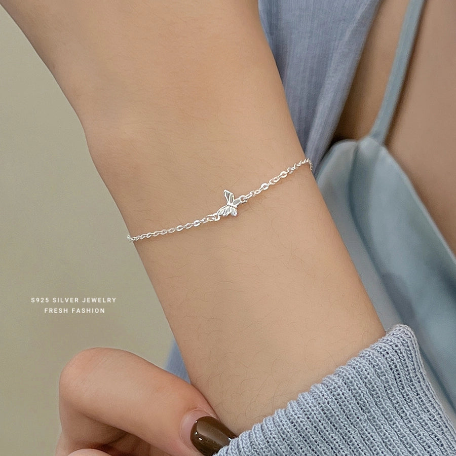 S999 Silver cable chain Bracelets Casual