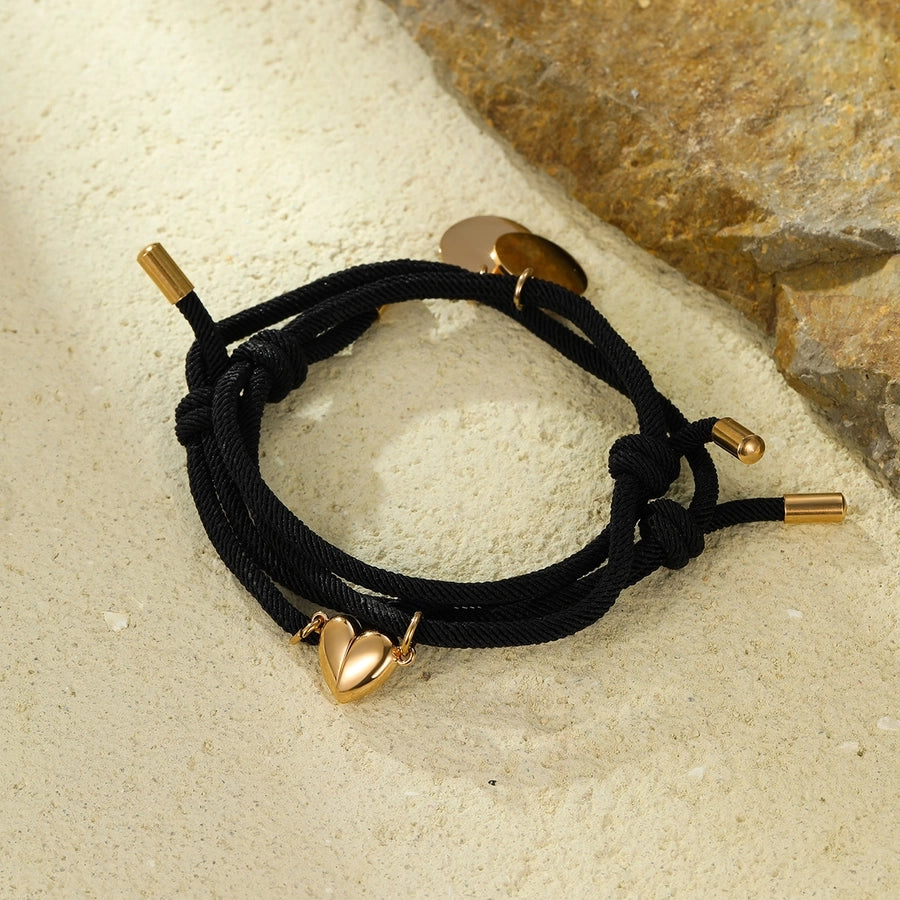 Lady Heart Shape 304 Stainless Steel rope Woven Chain String Bracelets