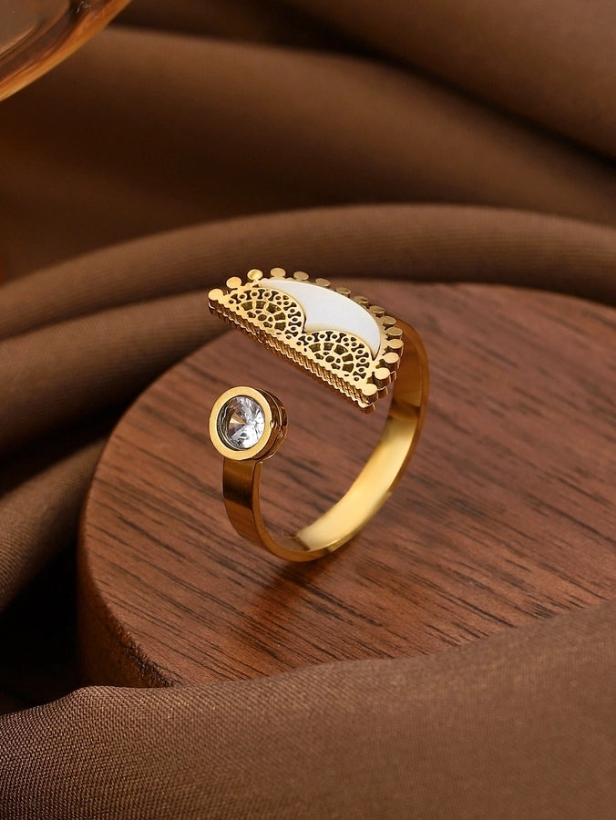 Jewelry Classical Exaggerated Simple Style Devil's Eye Oval Watermelon 316L Stainless Steel  Resin Adjustable Ring