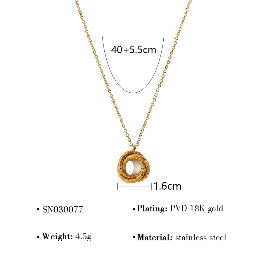 Jewelry IG Style Vacation French Style Round 304 Stainless Steel Artificial Pearls Zircon 18K Gold Plated Pendant Necklace
