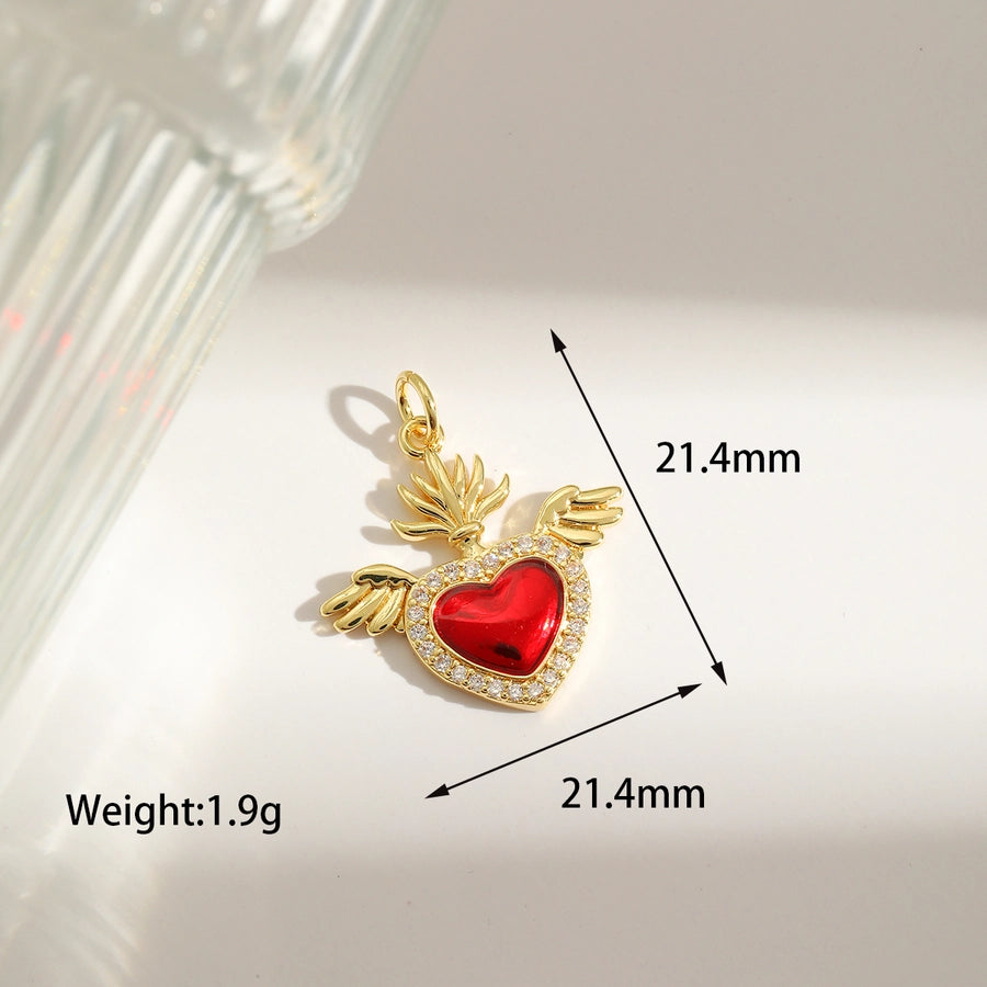 1 Piece 25.3*30.3MM Hole 3~3.9mm Copper 18K Gold Plated Heart Shape Pendant Jewelry Accessories