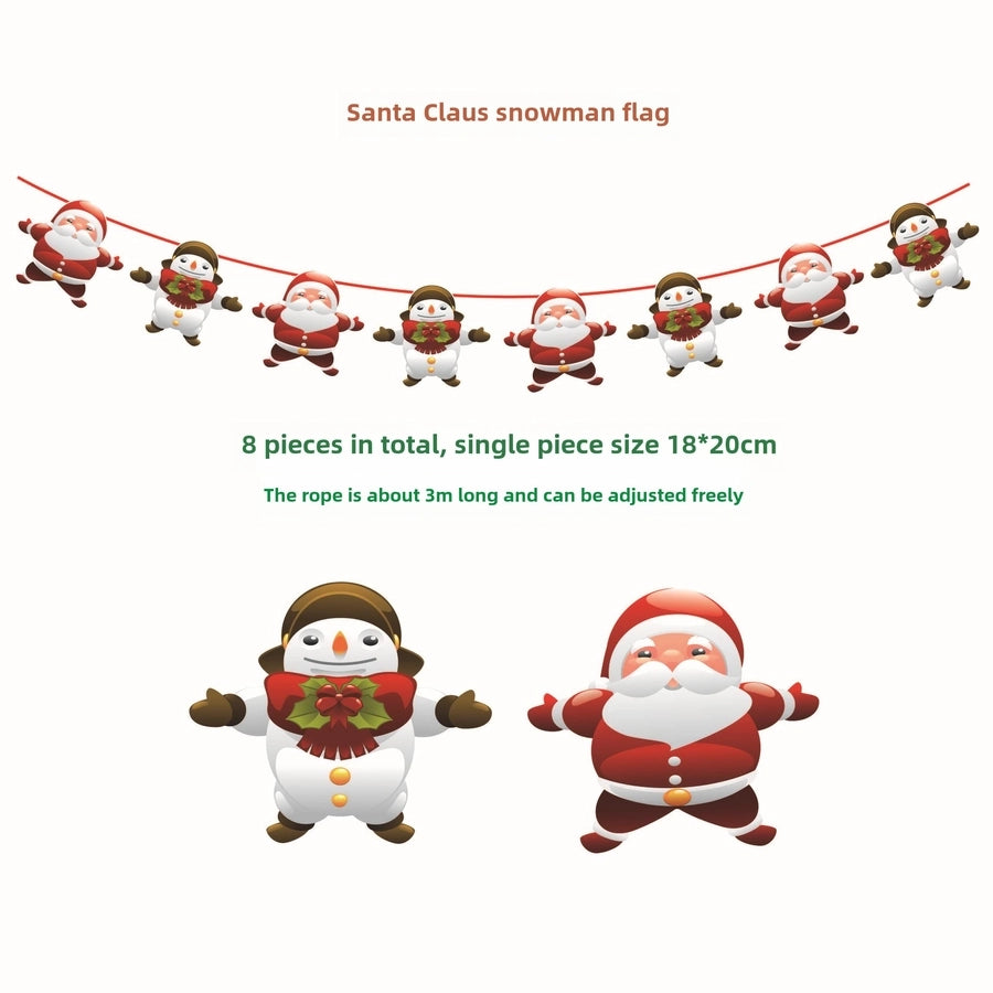Christmas Paper Flag Christmas Window Hotel Scene Decoration Flag  Santa Claus Flag