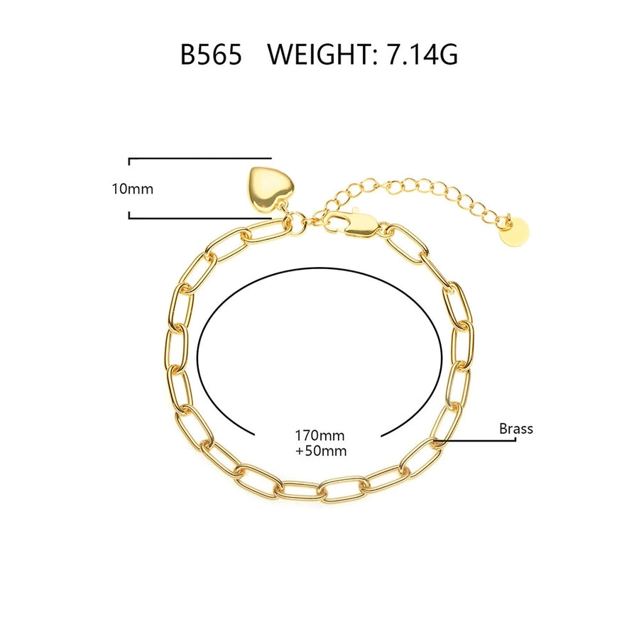 Jewelry Simple Style Classic Style Heart Shape Copper K Gold Plated White Gold Plated Polishing Plating Bracelets