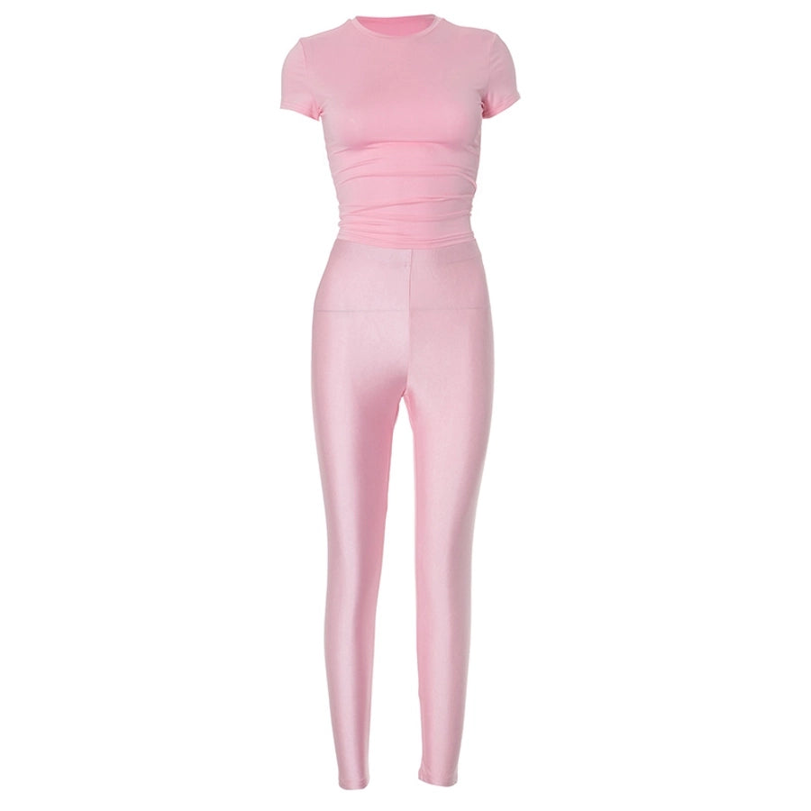 Daily Women's Streetwear Solid Color Spandex Polyester Pants Sets Pants Sets
