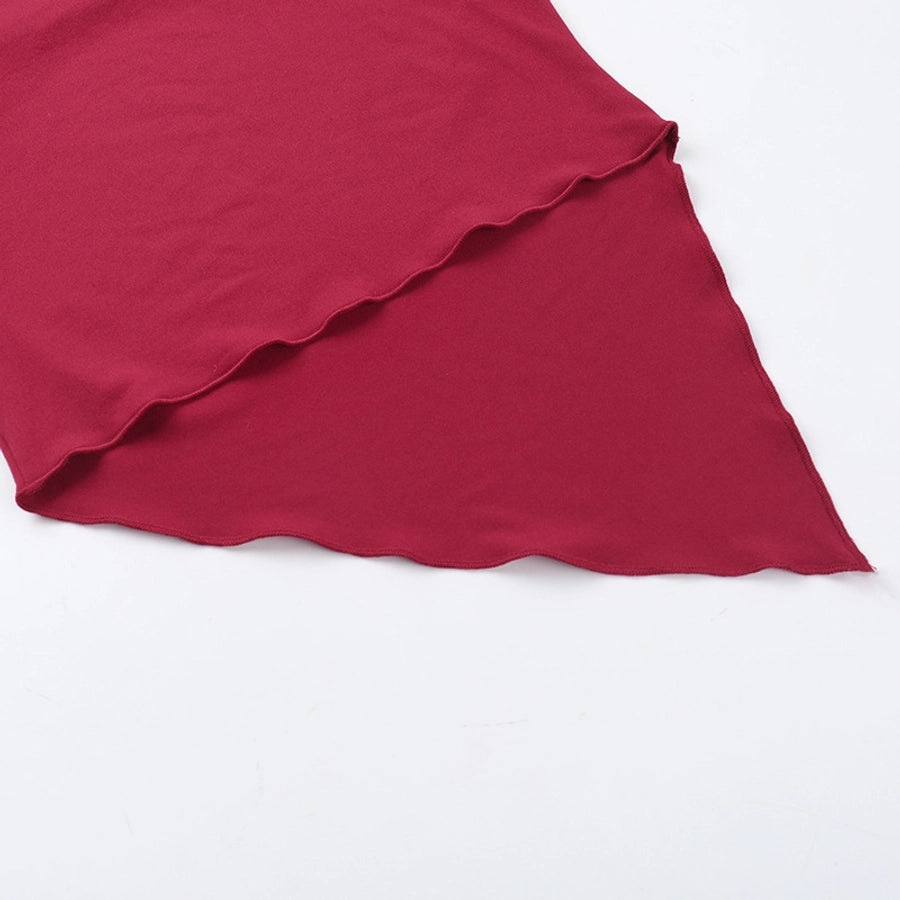 Women's T-shirt Long Sleeve Blouses Wine Red Elegant Solid Color