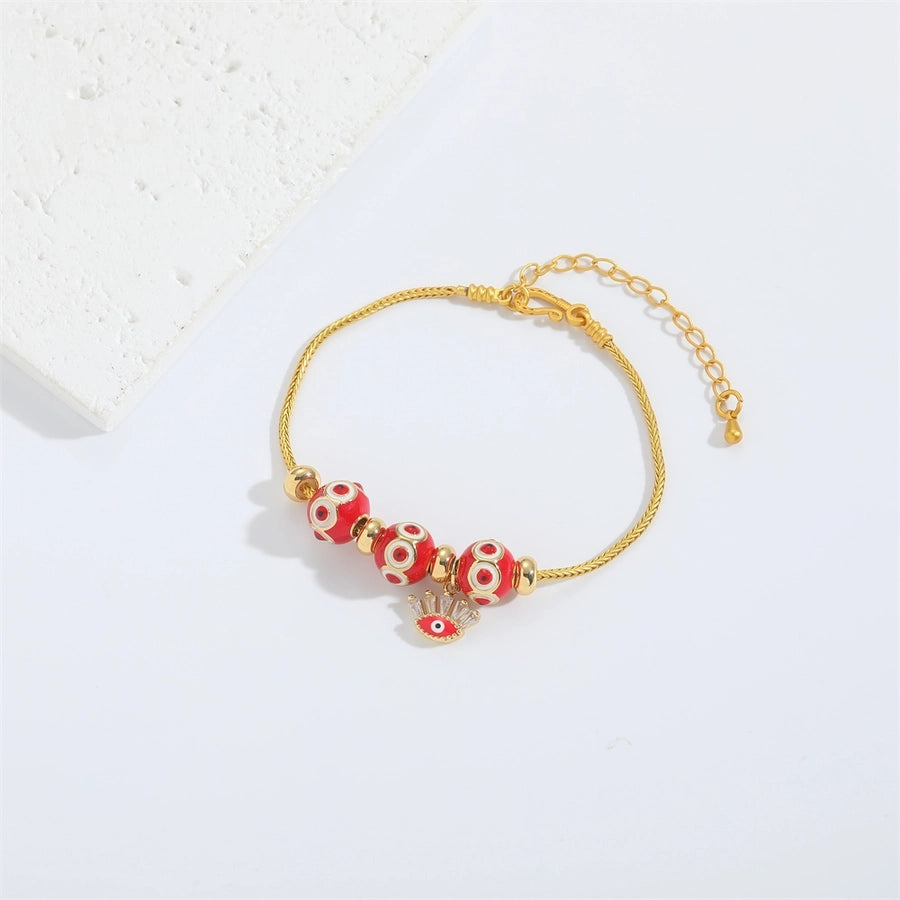 Jewelry Elegant Simple Style Commute Devil's Eye Copper Copper 14K Gold Plated Bracelets