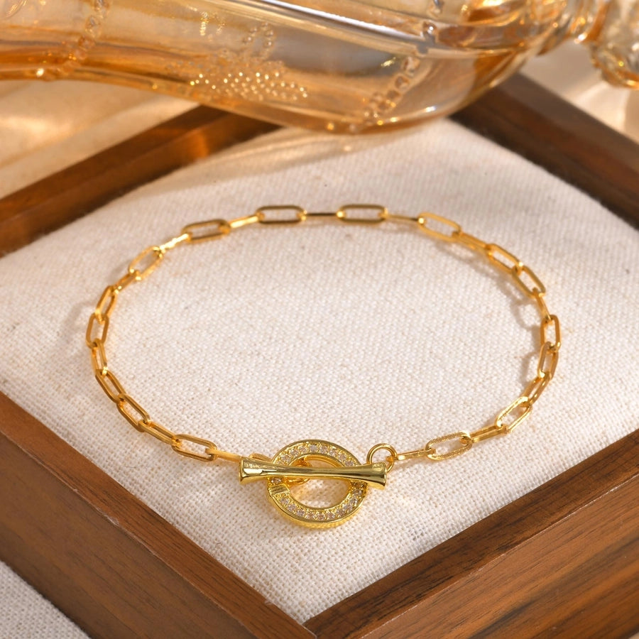 Jewelry IG Style Flower 201 Stainless Steel Copper Zircon 18K Gold Plated Bracelets