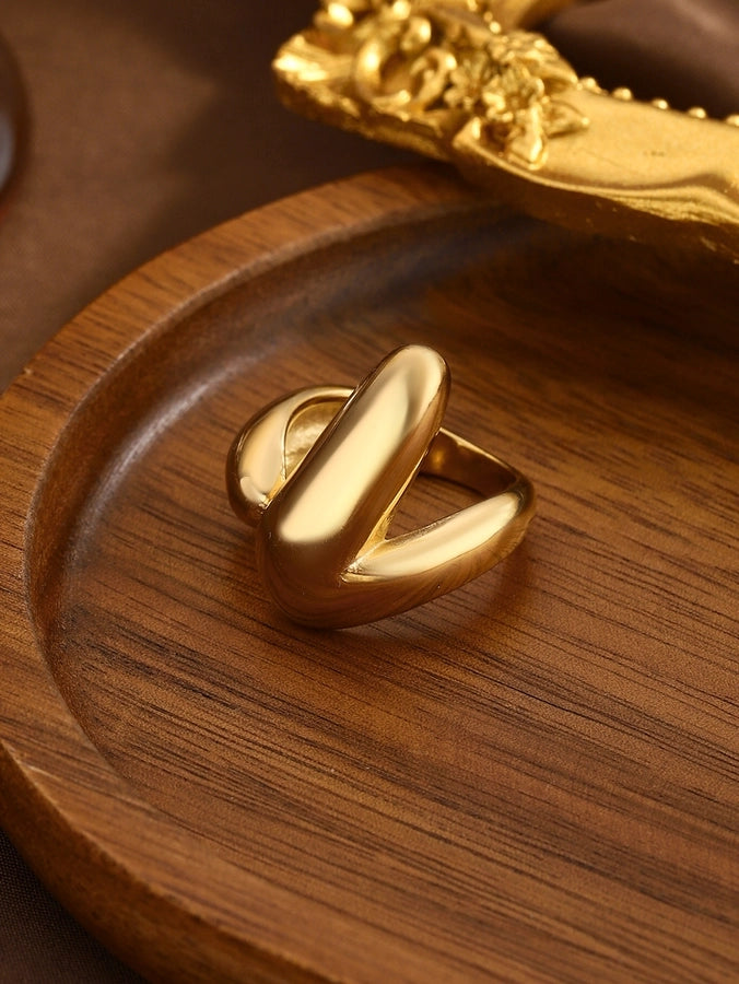 Jewelry Elegant Classical Vintage Style Geometric Water Droplets 316L Stainless Steel  Titanium Steel Wide Band Rings Open Rings