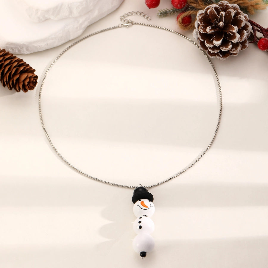 Vintage Style Classic Style Snowman Wood Iron  Pendant Necklaces