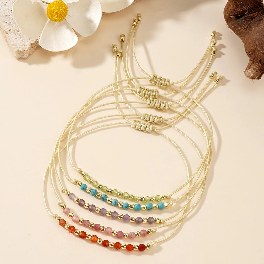 Bohemian Round natural stone rope Copper  String Bracelets