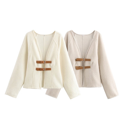 Women's Elegant Solid Color Woolen Coat
