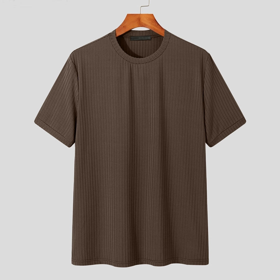 Men's Solid Color Simple Style Round Neck Short Sleeve Loose Men's T-shirt