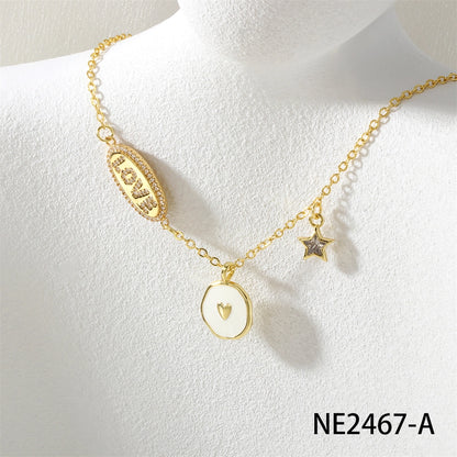 Jewelry IG Style Letter Star Copper Enamel Necklace