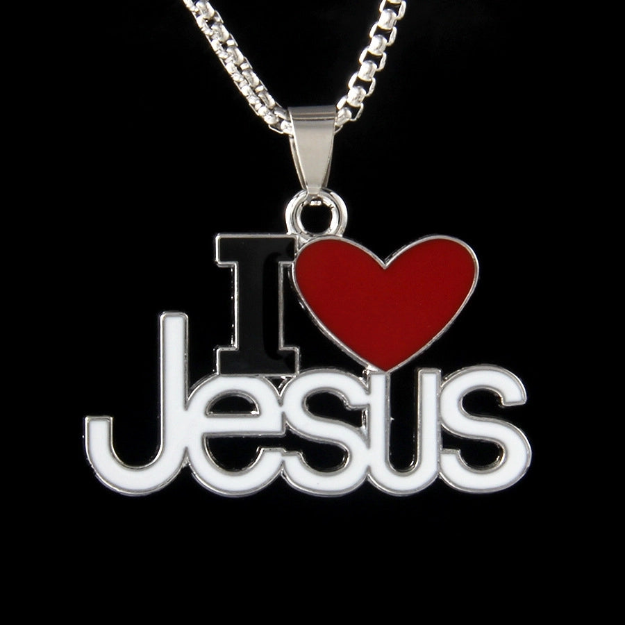 Hip-Hop Letter Heart Shape 201 Stainless Steel Alloy Enamel Unisex Pendant Necklace