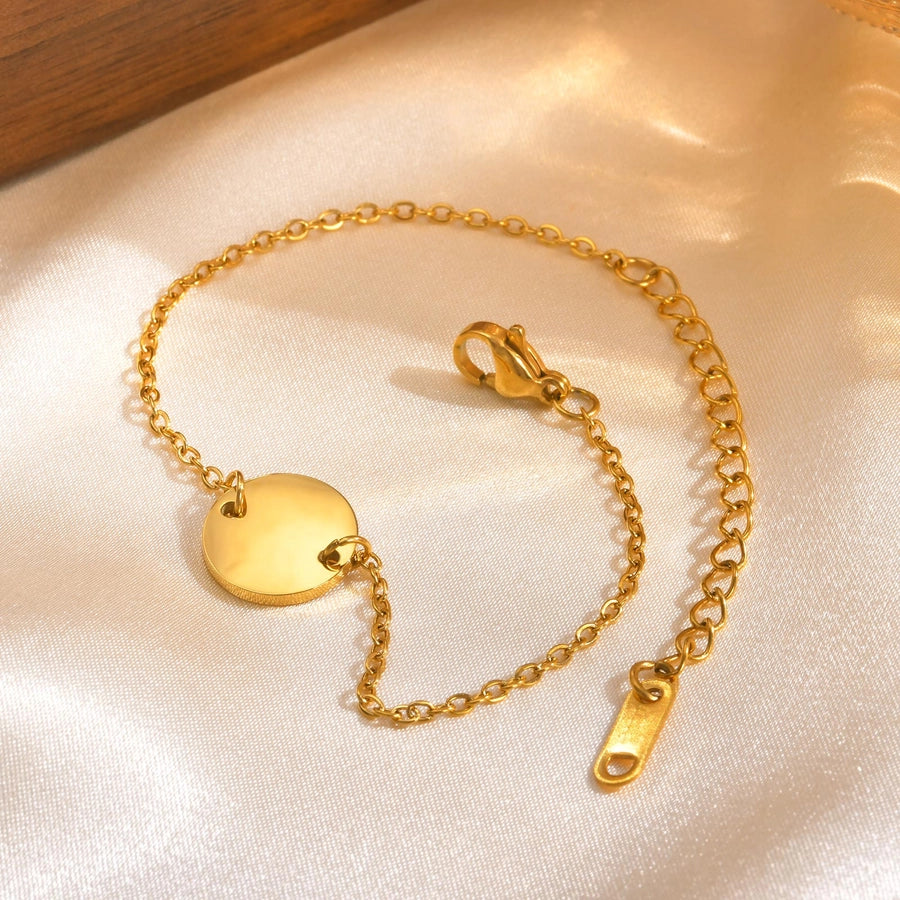 Vacation Classic Style Round 304 Stainless Steel 18K Gold Plated cable chain Bracelets In Bulk Stainless Steel Bracelets