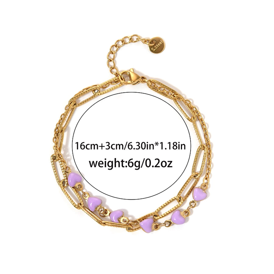 Modern Style Sweet Simple Style Star Heart Shape Shell 304 Stainless Steel 14K Gold Plated Paperclip Chain Bracelets In Bulk Stainless Steel Bracelets