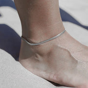 21 4cm Single Layer Blade Chain Anklet Silver