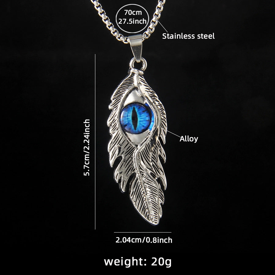 Hip-Hop Devil's Eye Feather 201 Stainless Steel Alloy Unisex Pendant Necklace