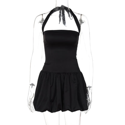 Women's Sheath Dress Sexy Halter Neck Backless Sleeveless Solid Color Short Mini Dress Banquet