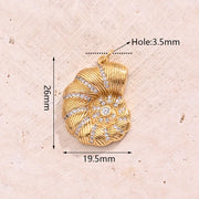 White Zircon Striped Wheel Screw Pendant (Gold) [26x19.5mm (Aperture: 3.5mm)]
