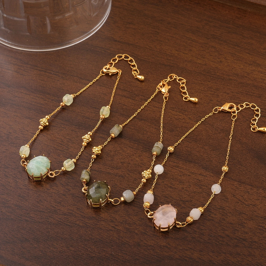 Jewelry Simple Style Irregular Oval natural stone Copper Natural Stone Inlay Bracelets