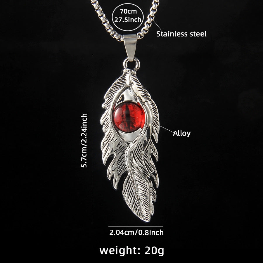 Hip-Hop Devil's Eye Feather 201 Stainless Steel Alloy Unisex Pendant Necklace