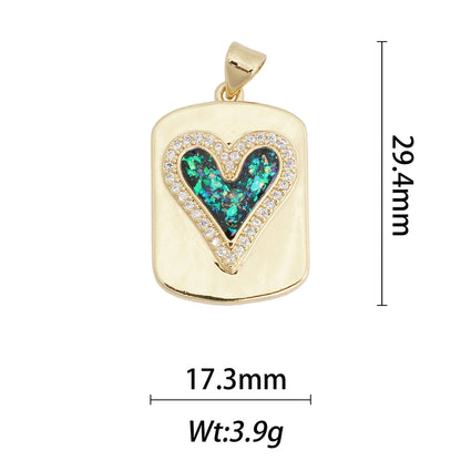 1 Piece Copper Moon Heart Shape Rose Pendant