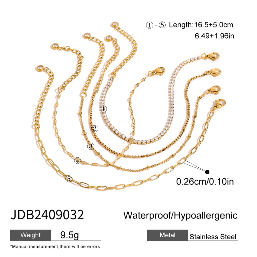 Simple Style Classic Style Geometric 304 Stainless Steel Paperclip Chain box chain Tennis Chain Bracelets In Bulk Stainless Steel Bracelets