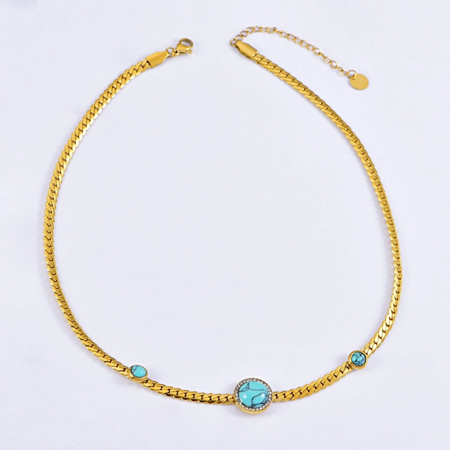 Jewelry Vintage Style Geometric 304 Stainless Steel Turquoise Plating Necklace