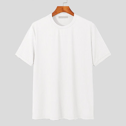 Men's Solid Color Simple Style Round Neck Short Sleeve Loose Men's T-shirt
