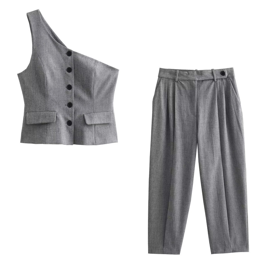 Daily Women's Streetwear Solid Color Polyester Pocket Pants Sets Pants Sets