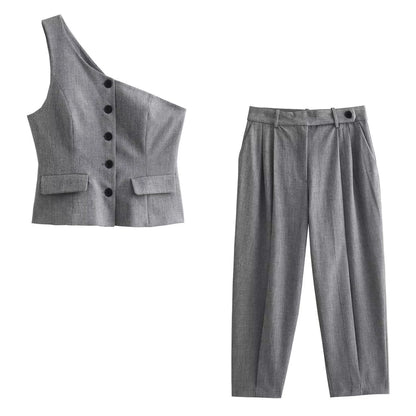 Daily Women's Streetwear Solid Color Polyester Pocket Pants Sets Pants Sets