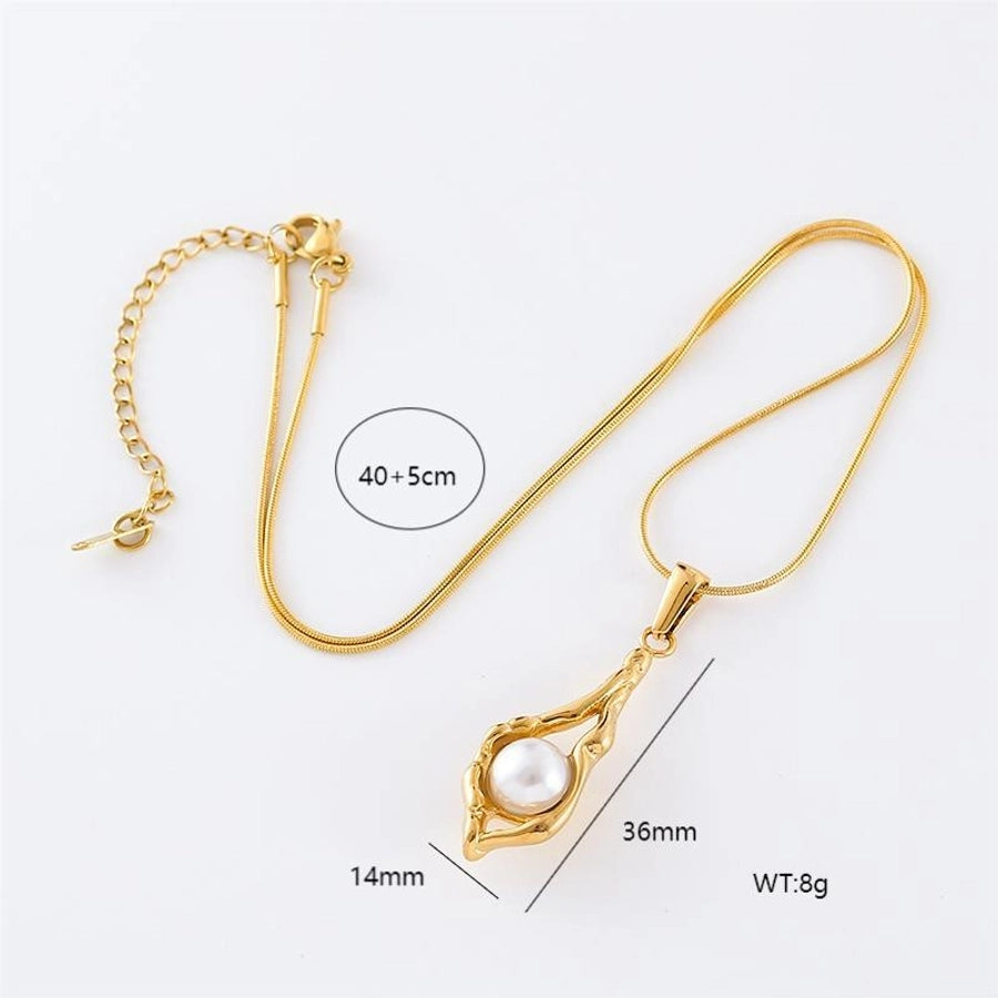 Jewelry Casual Elegant Classic Style Oval Water Droplets 304 Stainless Steel Pendant Necklace