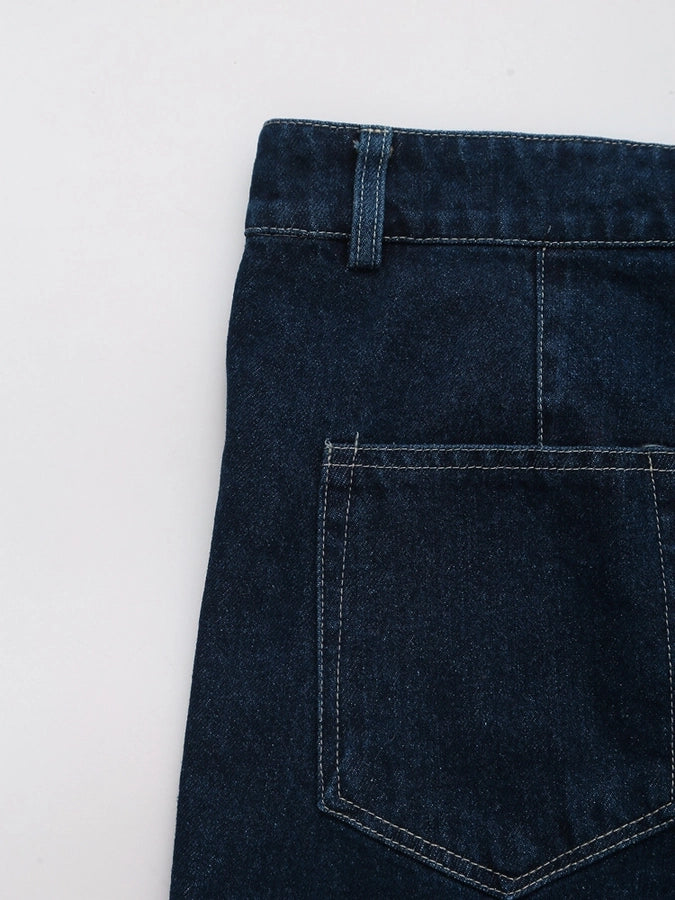Daily Women's Simple Style Classic Style Solid Color Denim Pocket Skirt Sets Skirt Sets