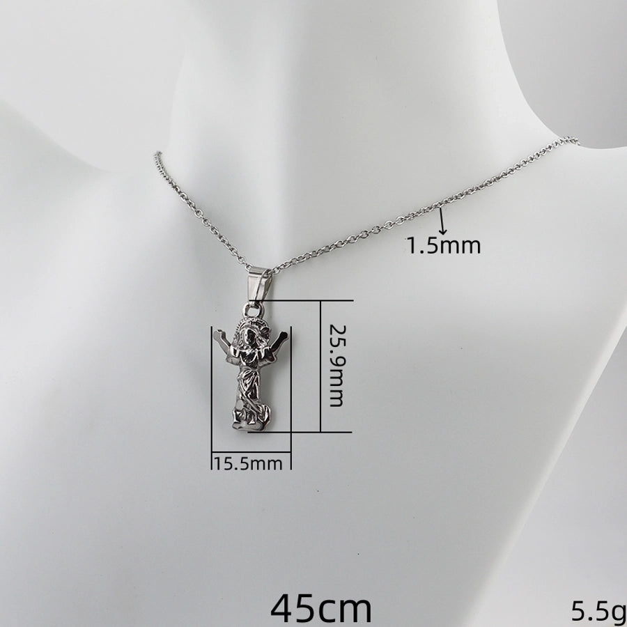 Jewelry Vintage Style Portrait Anchor Butterfly 304 Stainless Steel Indentation Handmade Pendant Necklace